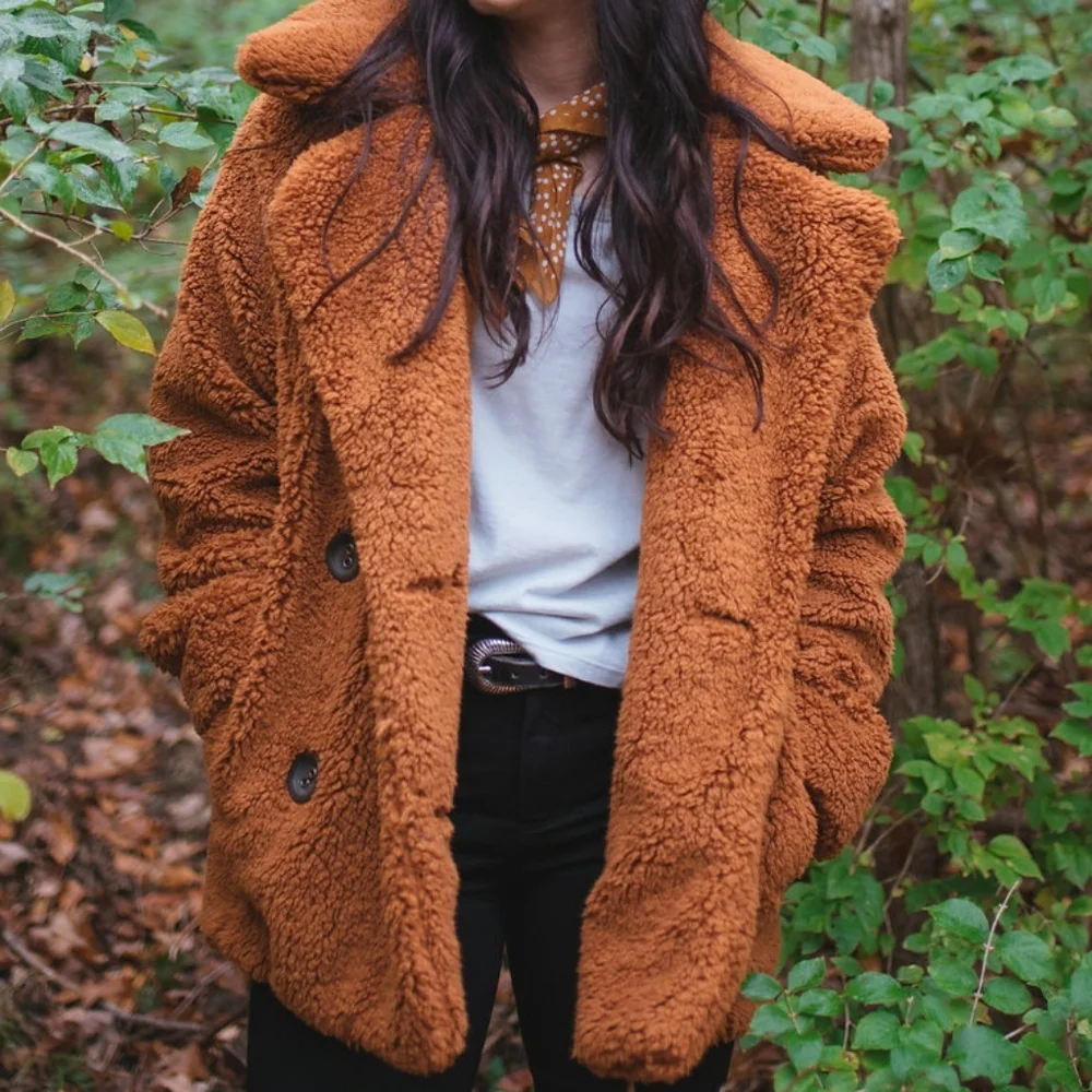 Free People Burnt Orange Oversized Teddy Coat - Picture 2 of 12